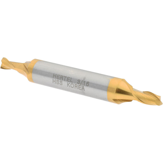 Hertel E899921318 Square End Mill 3/16'' Dia, 9/32'' LOC, 3/8'' Shank Dia, 2-3/4'' OAL, 2 Flutes, High Speed Steel