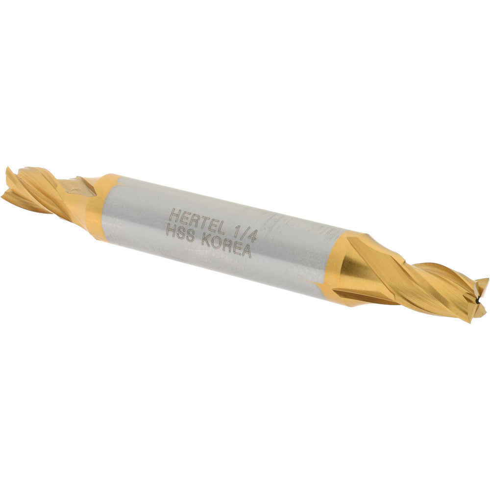 Hertel E899921321 Square End Mill 1/4'' Dia, 3/8'' LOC, 3/8'' Shank Dia, 2-7/8'' OAL, 4 Flutes, High Speed Steel