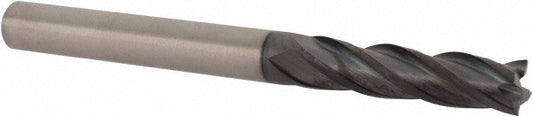 Accupro EM15301601 Square End Mill 1/4'' Dia, 1'' LOC, 1/4'' Shank Dia, 2-3/4'' OAL, 4 Flutes, Solid Carbide