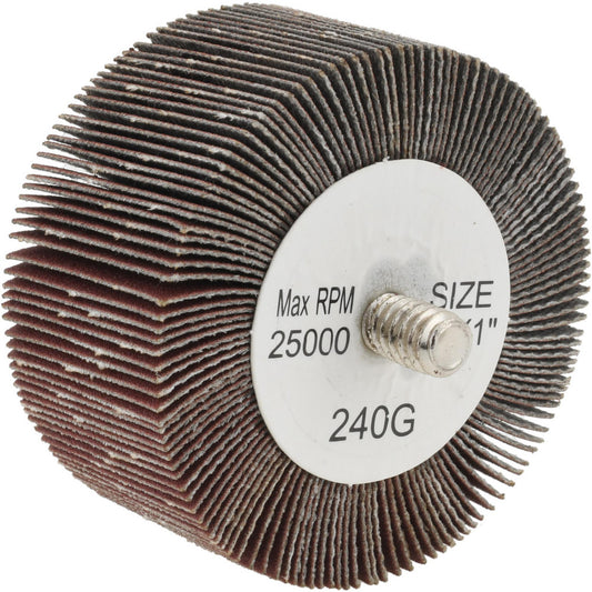 Tru-Maxx SZQC2240 Mounted Flap Wheel 2" Dia, 1" Face Width, 240 Grit, Aluminum Oxide