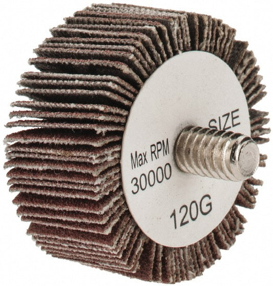 Tru-Maxx SZQCM120 Mounted Flap Wheel 1-3/8" Dia, 5/8" Face Width, 120 Grit, Aluminum Oxide