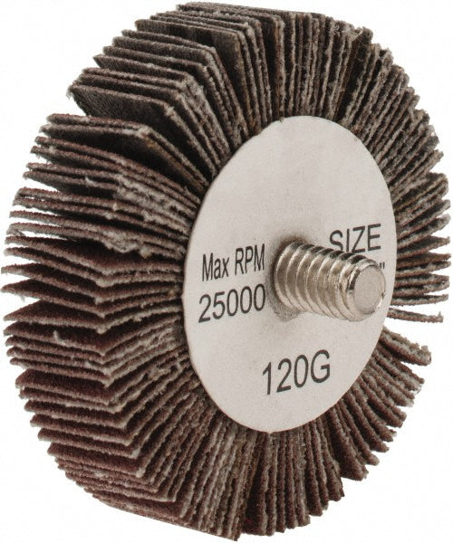 Tru-Maxx SZQC6120 Mounted Flap Wheel 2" Dia, 1/2" Face Width, 120 Grit, Aluminum Oxide