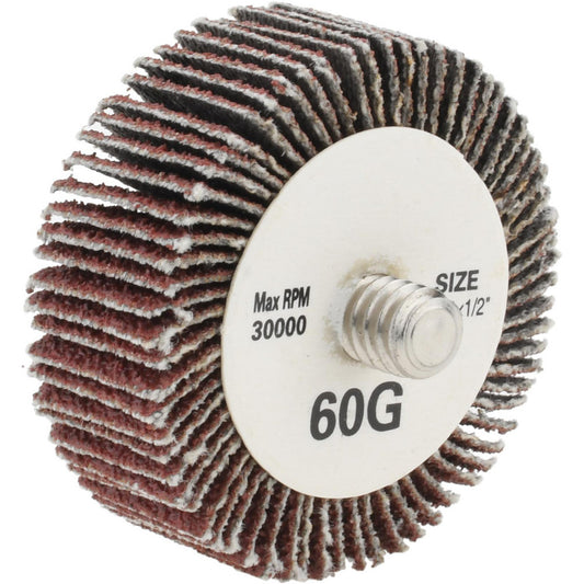 Tru-Maxx SZQC460 Mounted Flap Wheel 1-1/2" Dia, 1/2" Face Width, 60 Grit, Aluminum Oxide