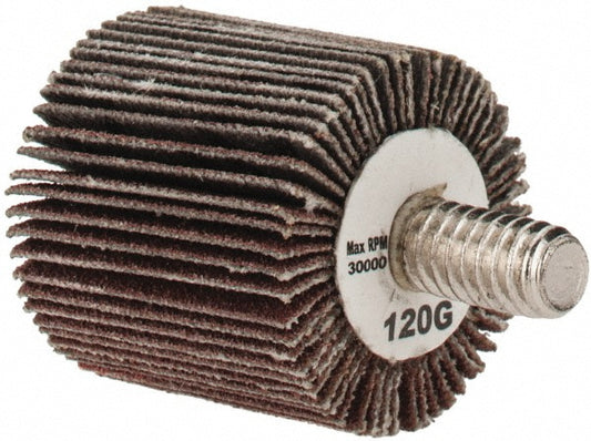 Tru-Maxx SZQC3120 Mounted Flap Wheel 1" Dia, 1" Face Width, 120 Grit, Aluminum Oxide