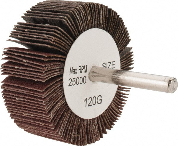Tru-Maxx SZMFW9120 Mounted Flap Wheel 2-1/2" Dia, 1" Face Width, 120 Grit, Aluminum Oxide