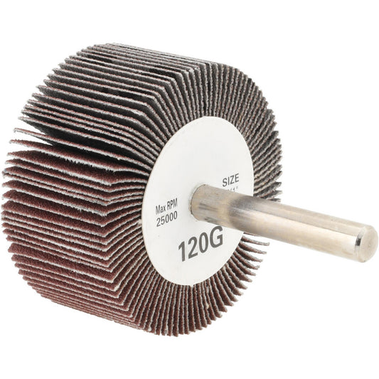 Tru-Maxx SZMFW7120 Mounted Flap Wheel 2" Dia, 1" Face Width, 120 Grit, Aluminum Oxide
