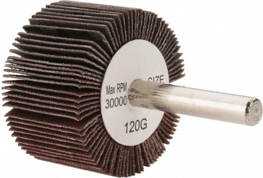 Tru-Maxx SZMFW4120 Mounted Flap Wheel 1-1/2" Dia, 1" Face Width, 120 Grit, Aluminum Oxide