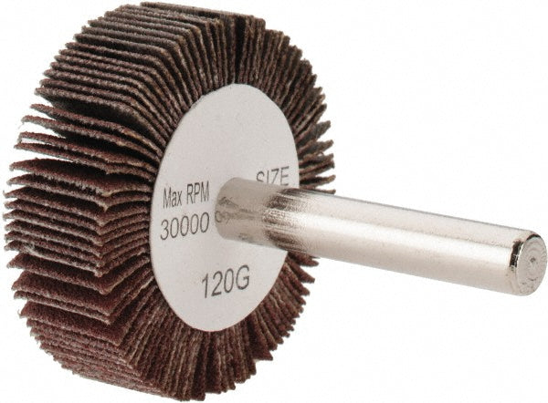 Tru-Maxx SZMFW3120 Mounted Flap Wheel 1-1/2" Dia, 1/2" Face Width, 120 Grit, Aluminum Oxide