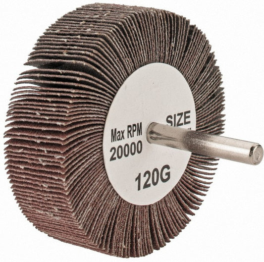 Tru-Maxx SZMFW13120 Mounted Flap Wheel 3" Dia, 1" Face Width, 120 Grit, Aluminum Oxide