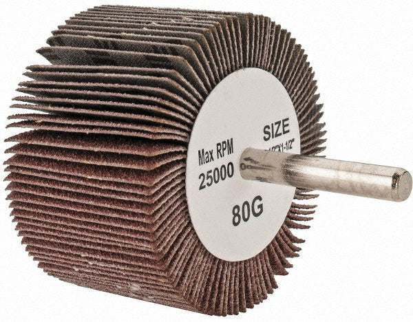 Tru-Maxx SZMFW1080 Mounted Flap Wheel 2-1/2" Dia, 1-1/2" Face Width, 80 Grit, Aluminum Oxide