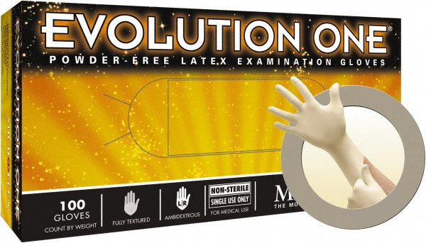 Ansell EV-2050-L Series Microflex Evolution One Disposable Gloves Size Large, 5.5 mil, Uncoated-Coated Latex, Medical Grade, Unpowdered