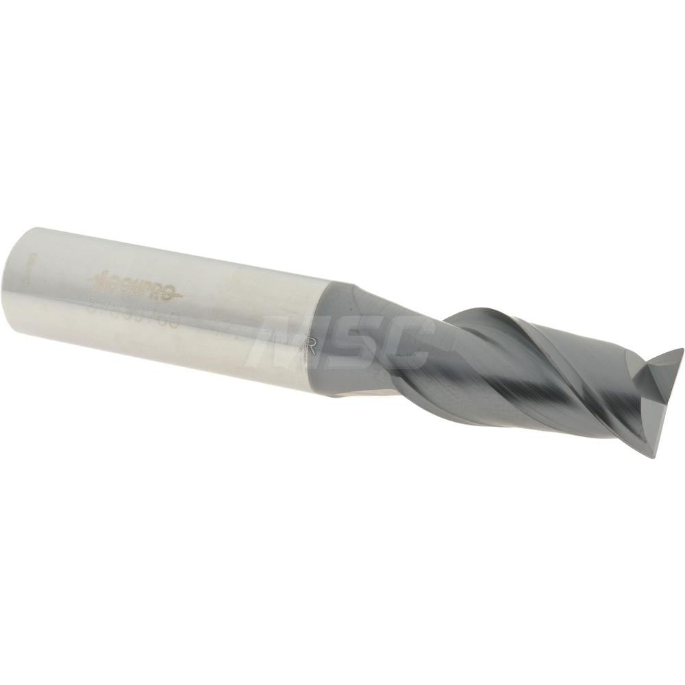 Accupro 87809760 Corner Radius End Mill 1/2" Dia, 1" LOC, 0.015" Radius, 2 Flutes, Solid Carbide
