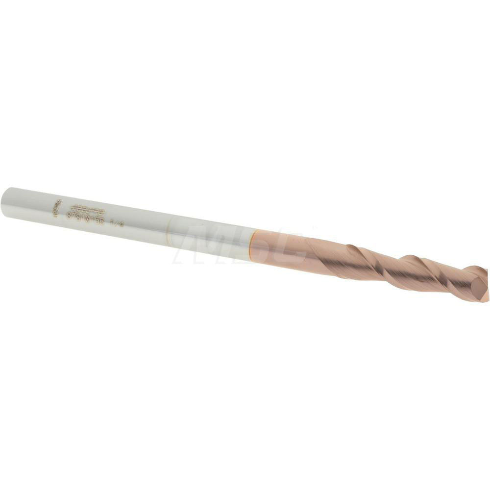 Accupro 87810156 Square End Mill 1/4'' Dia, 1'' LOC, 1/4'' Shank Dia, 4'' OAL, 2 Flutes, Solid Carbide