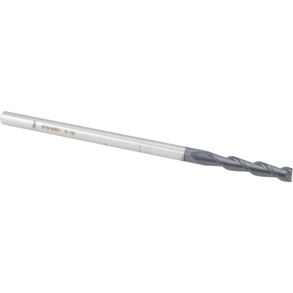 Accupro 87810321 Square End Mill 3/16'' Dia, 1'' LOC, 3/16'' Shank Dia, 4'' OAL, 2 Flutes, Solid Carbide