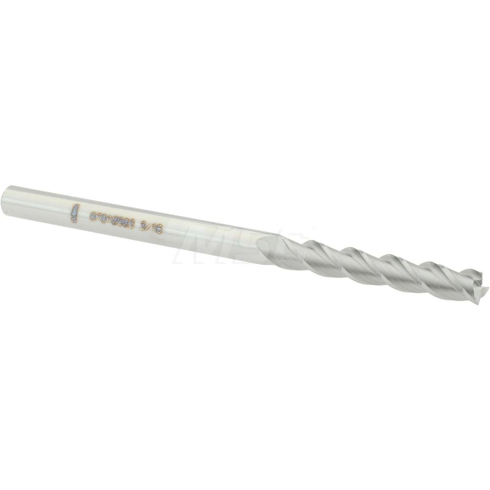 Accupro 87810503 Square End Mill 3/16'' Dia, 1-1/8'' LOC, 3/16'' Shank Dia, 3'' OAL, 3 Flutes, Solid Carbide