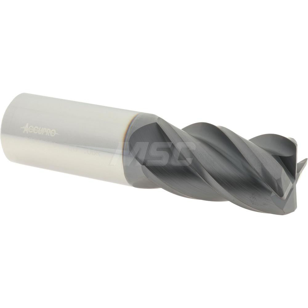 Accupro 87810651 Corner Radius End Mill 1" Dia, 1-3/4" LOC, 0.06" Radius, 4 Flutes, Solid Carbide
