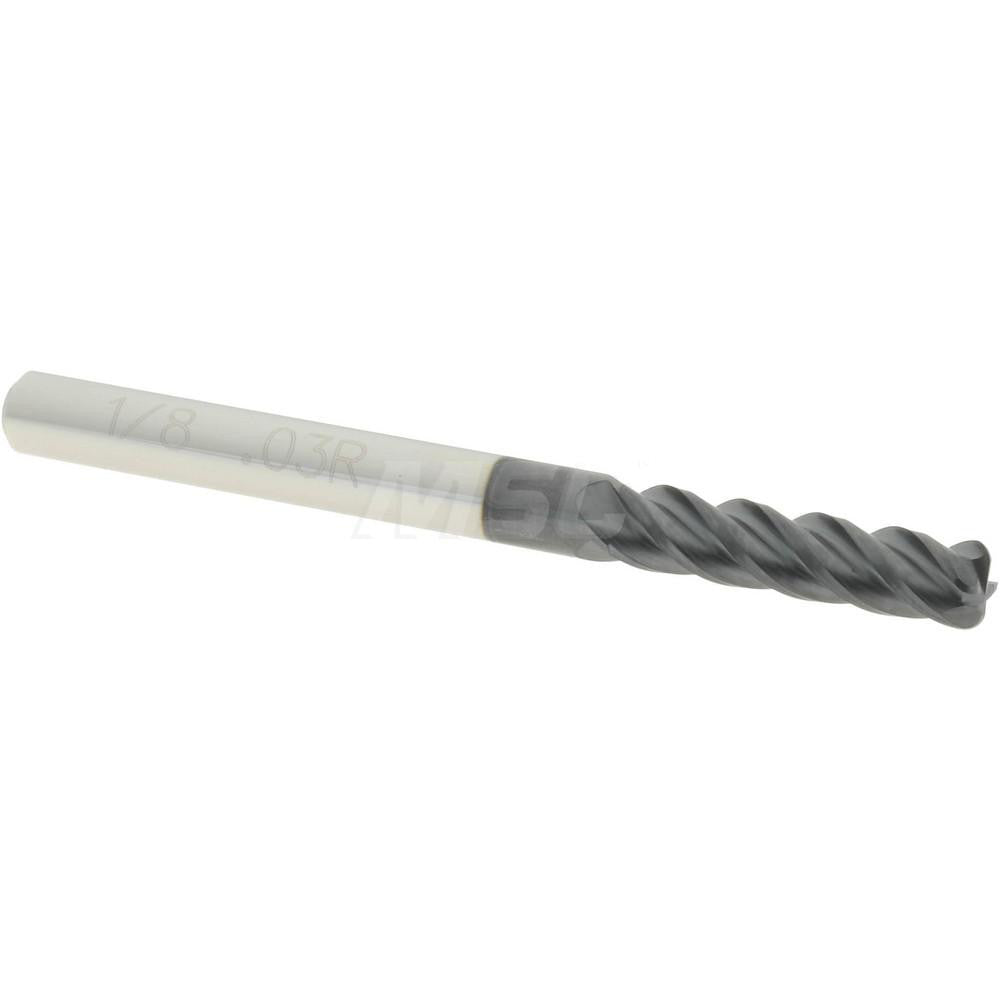 Accupro 87810677 Corner Radius End Mill 1/8" Dia, 1/2" LOC, 0.03" Radius, 4 Flutes, Solid Carbide