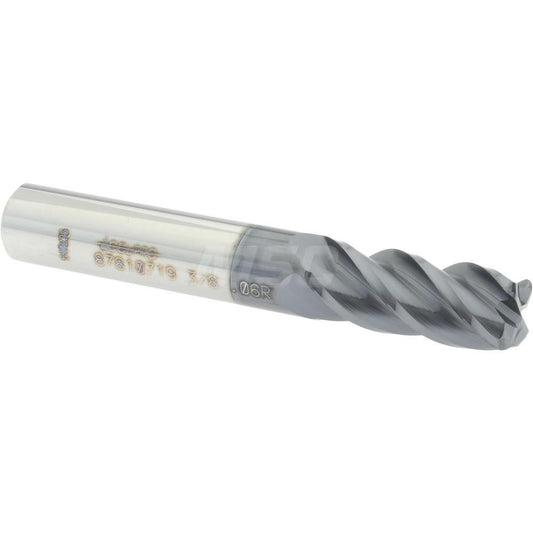 Accupro 87810719 Corner Radius End Mill 3/8" Dia, 7/8" LOC, 0.06" Radius, 4 Flutes, Solid Carbide