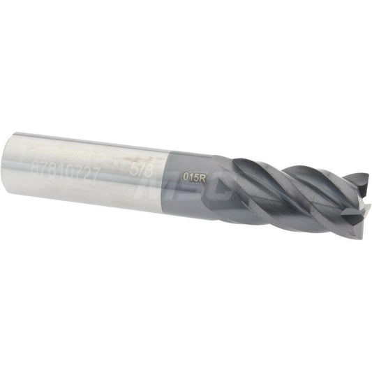 Accupro 87810727 Corner Radius End Mill 5/8" Dia, 1-1/4" LOC, 0.015" Radius, 4 Flutes, Solid Carbide