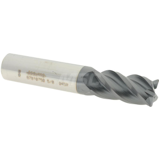 Accupro 87810750 Corner Radius End Mill 5/8" Dia, 1-1/4" LOC, 0.045" Radius, 4 Flutes, Solid Carbide