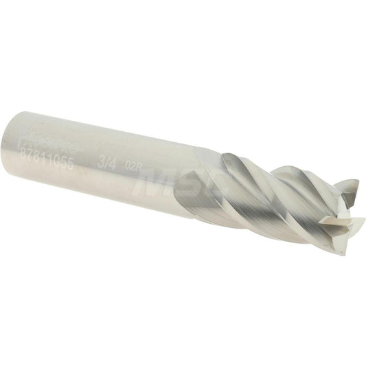 Accupro 87811055 Corner Radius End Mill 3/4" Dia, 1-1/2" LOC, 0.02" Radius, 4 Flutes, Solid Carbide