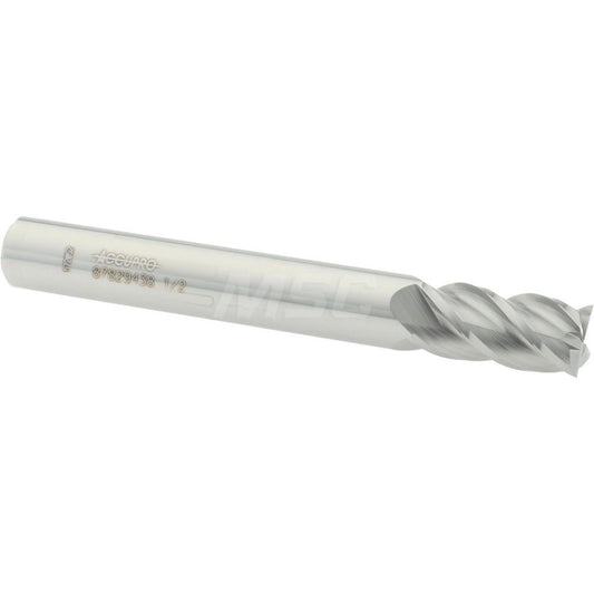Accupro 87829438 Square End Mill 1/2'' Dia, 1'' LOC, 1/2'' Shank Dia, 4'' OAL, 4 Flutes, Solid Carbide
