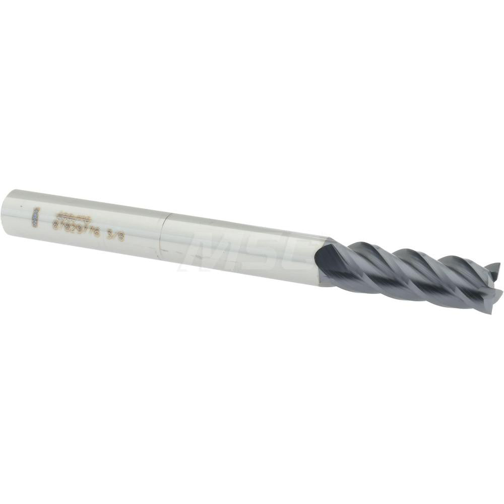 Accupro 87829776 Square End Mill 3/8'' Dia, 1'' LOC, 3/8'' Shank Dia, 4'' OAL, 4 Flutes, Solid Carbide