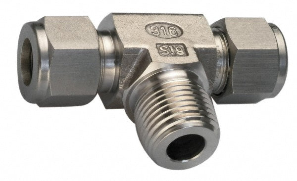 Ham-Let 3102536 Compression Tube Male Branch Tee 3/8" Thread, Compression x Compression x MNPT