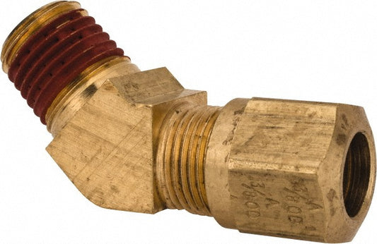 Parker VS279NTA-6-4 Compression Tube 45 Deg Male Elbow 1/4, 3/8" Tube OD, Compression x MNPTF