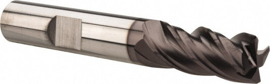 Kyocera SGS Precision Tools 36864 Corner Radius End Mill 3/8" Dia, 7/8" LOC, 0.02" Radius, 4 Flutes, Solid Carbide