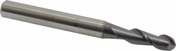 Accupro 87916557 Ball End Mill 0.2188" Dia, 0.625" LOC, 2 Flute, Solid Carbide