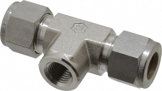 Ham-Let 3002344 Compression Tube Female Branch Tee 1/4" Thread, Compression x Compression x FNPT