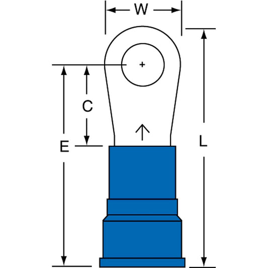 3M 7010319494 Circular Ring Terminal Partially Insulated, 6 AWG, Crimp Connection