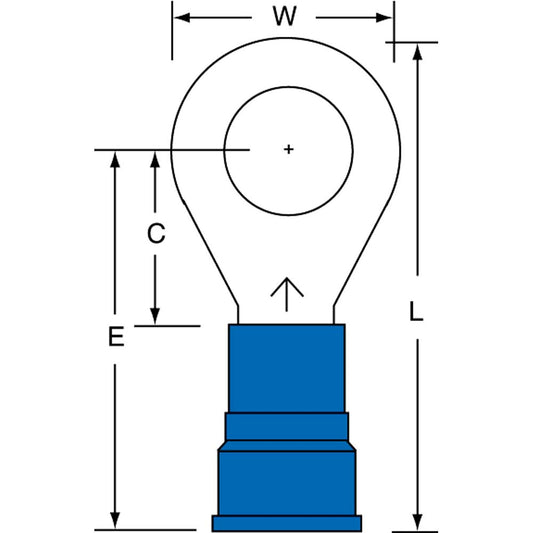 3M 7010349247 Circular Ring Terminal Partially Insulated, 6 to 6 AWG, Crimp Connection