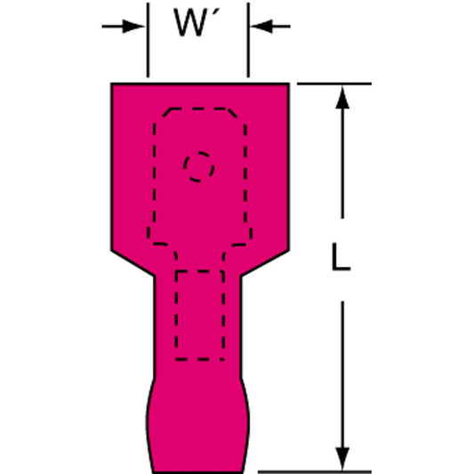 3M 7010304076 Wire Disconnect Male, Red, Nylon, 22-18 AWG, 1/4" Tab Width