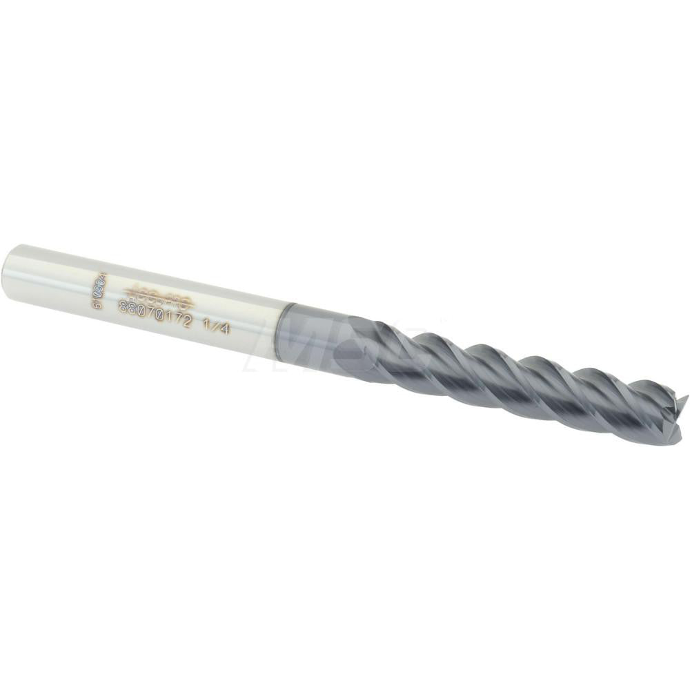 Accupro 88070172 Square End Mill 1/4'' Dia, 1-1/4'' LOC, 1/4'' Shank Dia, 3'' OAL, 4 Flutes, Solid Carbide