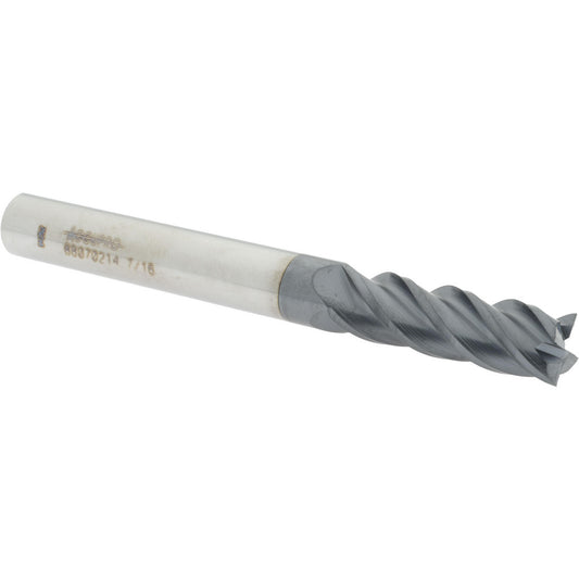 Accupro 88070214 Square End Mill 7/16'' Dia, 1-3/8'' LOC, 7/16'' Shank Dia, 4'' OAL, 4 Flutes, Solid Carbide