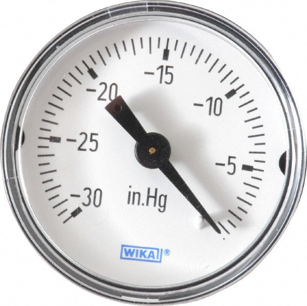 Wika 9690128 Pressure Gauge 1-1/2" Dial, 0 to 30 psi, 1/8" Thread, NPT, Center Back Mount