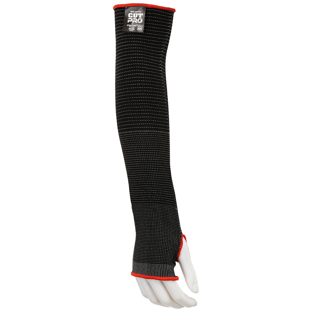 MCR Safety 9338 Cut-Resistant Sleeve Size Universal, Polyester & Steel, Black, ANSI Cut A4