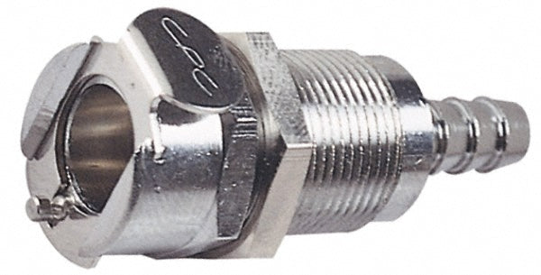 CPC Colder Products MCD1602NA 1/8" Inside Tube Diam, Brass, Quick Disconnect, Hose Barb Valved Panel Mount Coupling Body