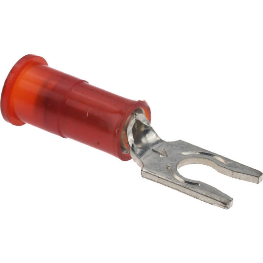 3M 7010397421 Locking Fork Terminal Red, Nylon, Partially Insulated, #6 Stud, Crimp