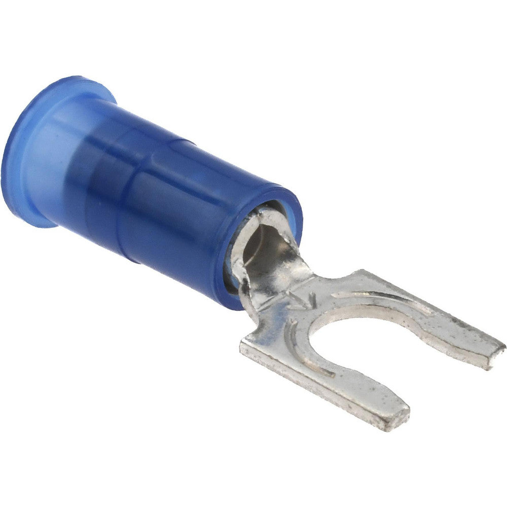 3M 7010397423 Locking Fork Terminal Blue, Nylon, Partially Insulated, #10 Stud, Crimp