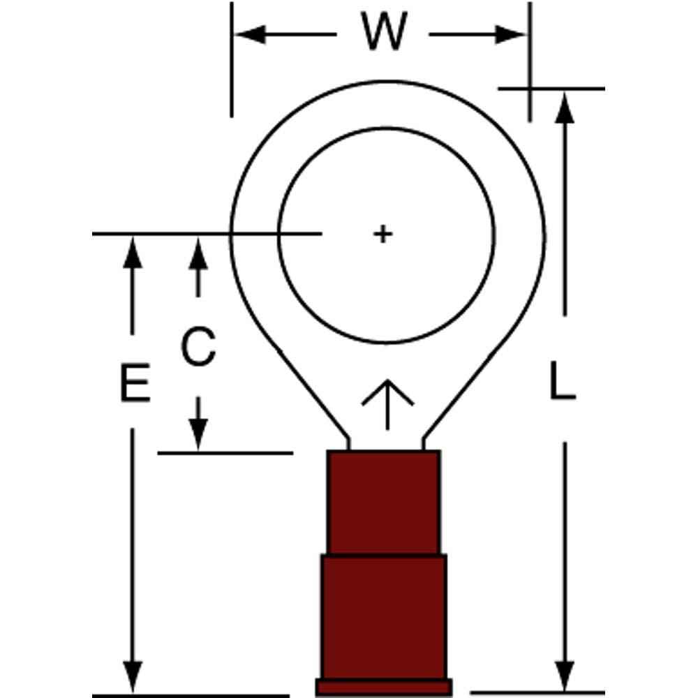 3M 7010397272 Circular Ring Terminal Partially Insulated, 22 to 18 AWG, Crimp Connection