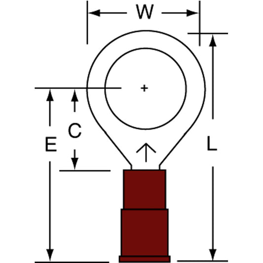 3M 7010397272 Circular Ring Terminal Partially Insulated, 22 to 18 AWG, Crimp Connection