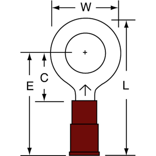 3M 7010349237 Circular Ring Terminal Partially Insulated, 22 to 18 AWG, Crimp Connection