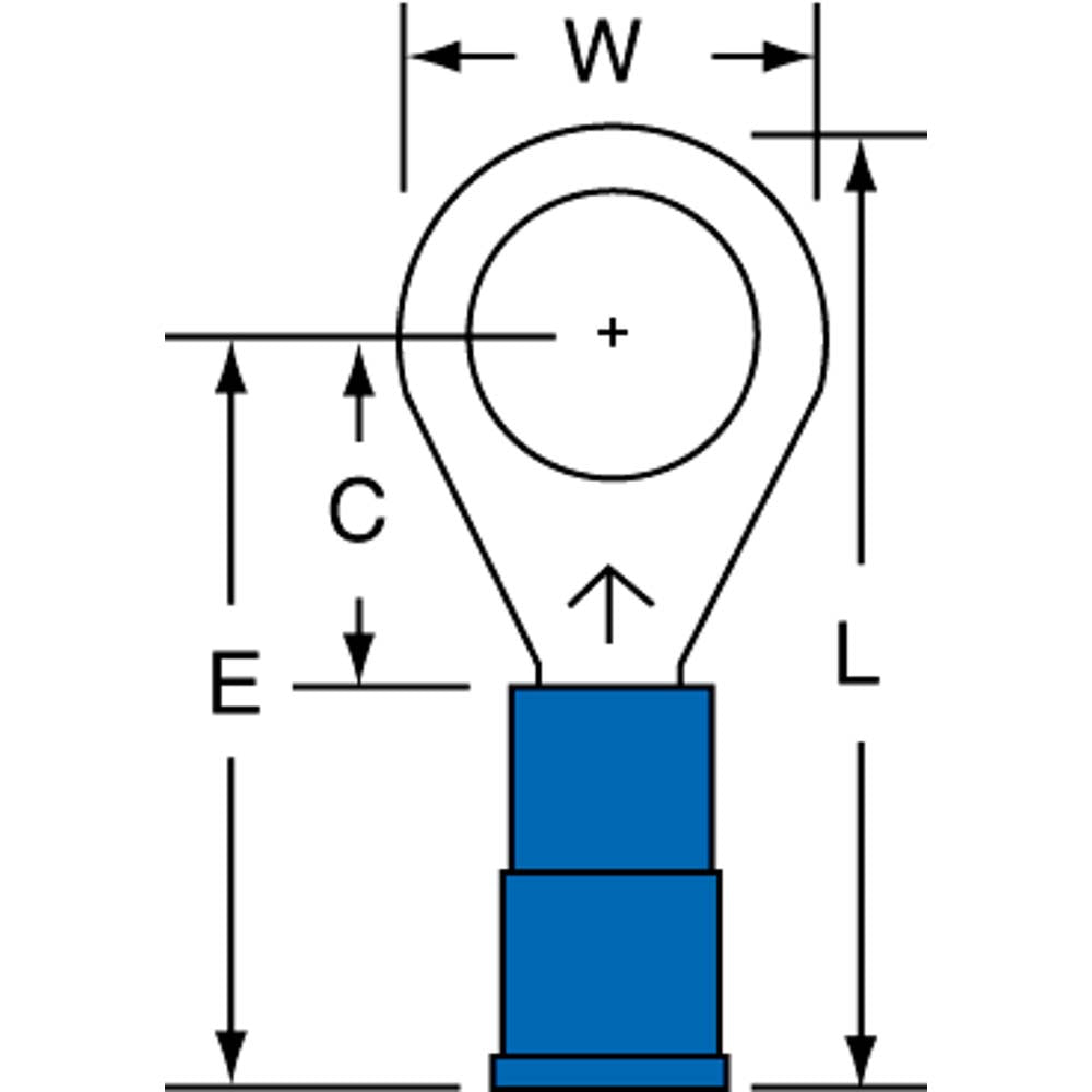 3M 7010397277 Circular Ring Terminal Partially Insulated, 16 to 14 AWG, Crimp Connection