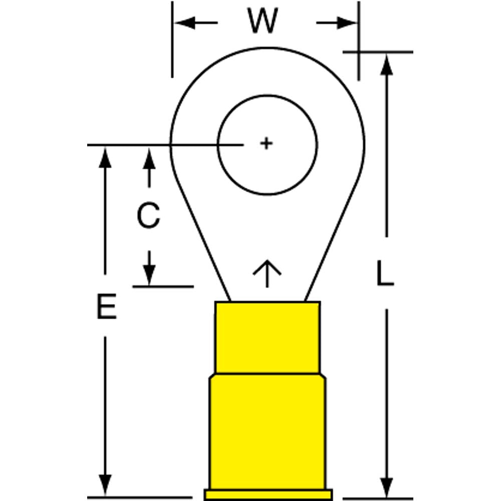 3M 7010349242 Circular Ring Terminal Partially Insulated, 12 to 10 AWG, Crimp Connection