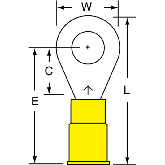3M 7010349242 Circular Ring Terminal Partially Insulated, 12 to 10 AWG, Crimp Connection