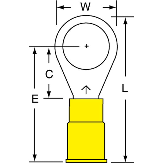 3M 7010319492 Circular Ring Terminal Partially Insulated, 12 to 10 AWG, Crimp Connection