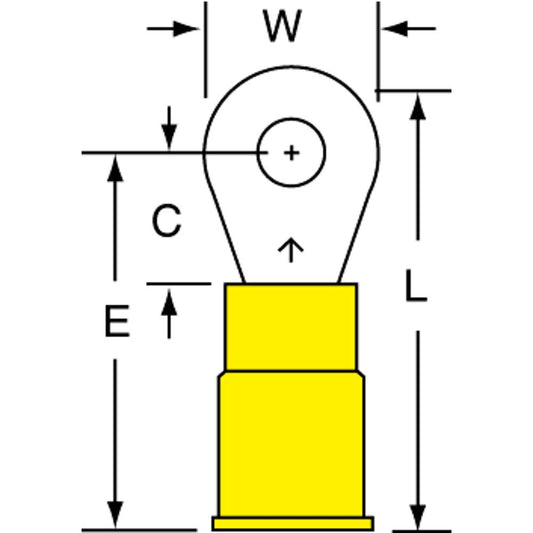 3M 7010397384 Circular Ring Terminal Partially Insulated, 12 to 10 AWG, Crimp Connection